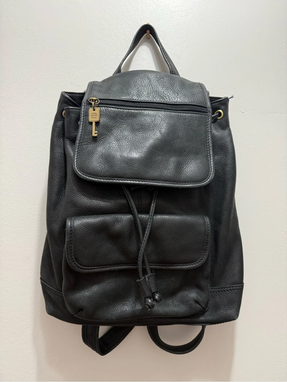 Fossil VTG 1950s pebbled leather backpack in black